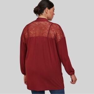 NWOT Torrid Lace Yoke Super Soft  Rust Cardigan!